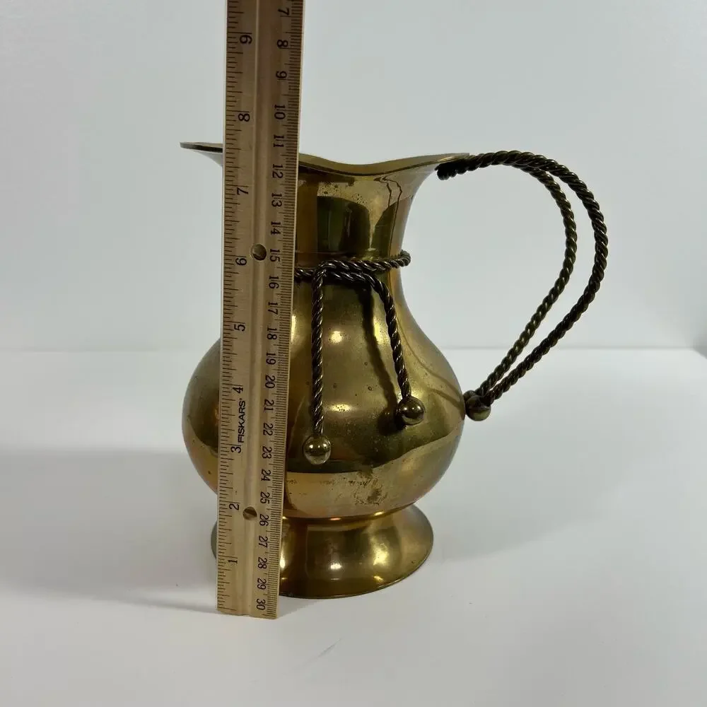 Vintage Brass Pitcher Rope Handle Made in India